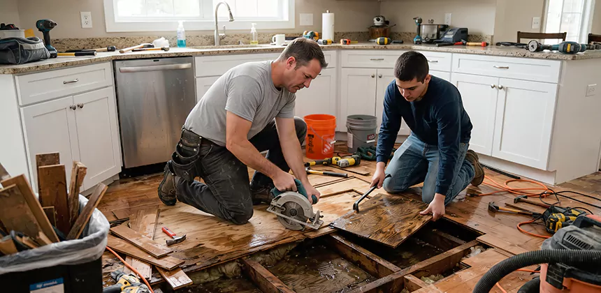 Kitchen Floor Water Damage Repair in Hurst